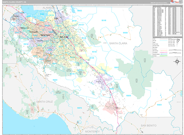 Santa Clara County, CA Map Premium Style